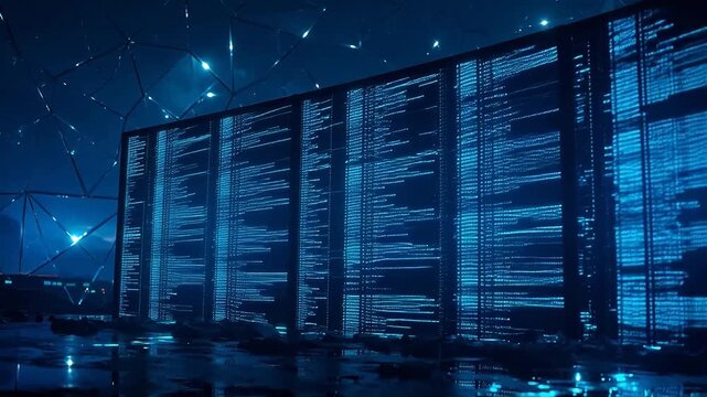 Digital code display in futuristic setting for engaging brand promotion and marketing