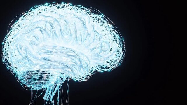 Abstract glowing brain structure emphasizing precision, focus, and dedication