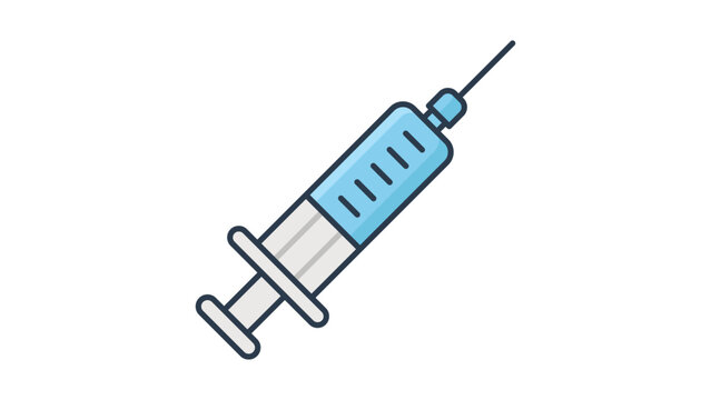 Medical syringe vector icon illustration for healthcare, vaccination, and medicine. Modern flat design of a hypodermic needle on a white background, ideal for medical apps, clinics, and science.