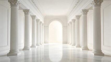 Fototapeta premium White marble column corridor