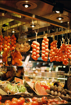Fresh Fruits Displayed at Market Stall
