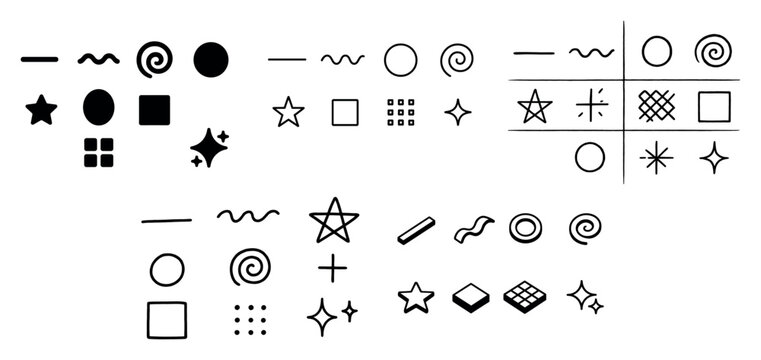 Shape icons with star circle square minimal line