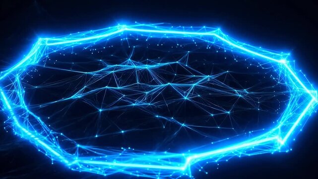 Blue glowing network pattern for culinary showcases and restaurant branding