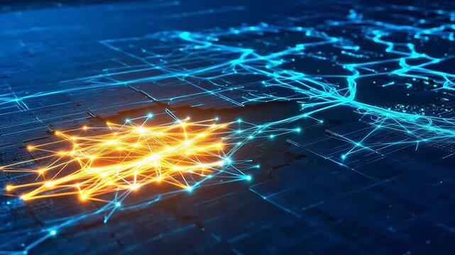 Abstract network of glowing lines on dark surface symbolizing luxury, elegance, and premium quality