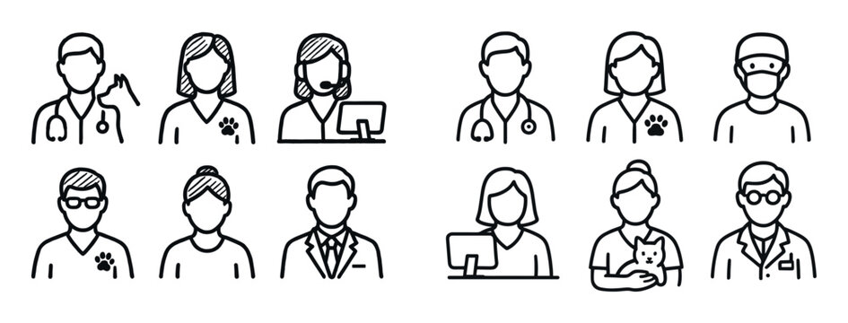 Healthcare icons with doctor nurse stethoscope outline