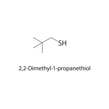 2,2-Dimethyl-1-propanethiol skeletal structure. thiol compound schematic illustration. Simple diagram, chemical formula.