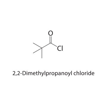 2,2-Dimethylpropanoyl chloride skeletal structure. acyl chloride compound schematic illustration. Simple diagram, chemical formula.