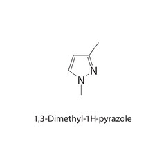 Fototapeta premium 1,3-Dimethyl-1H-pyrazole skeletal structure. pyrazole compound schematic illustration. Simple diagram, chemical formula.