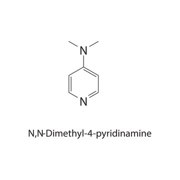 N,N-Dimethyl-4-pyridinamine skeletal structure. amine compound schematic illustration. Simple diagram, chemical formula.