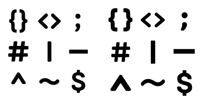 Programming icons with braces brackets semicolon outline