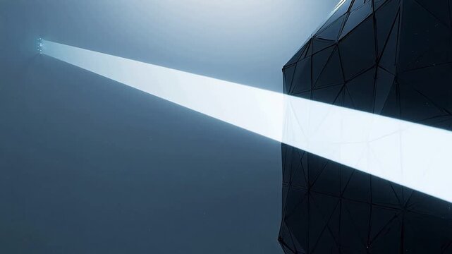 Geometric structure emitting light beam for engaging brand promotion and marketing