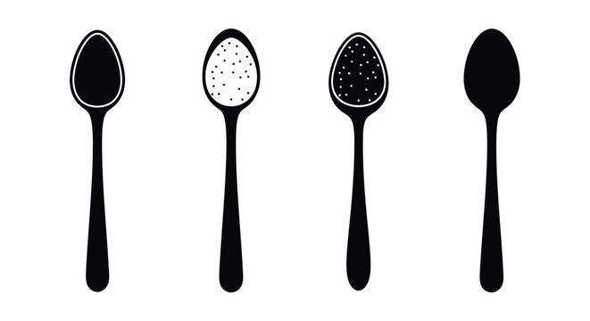 Four spoons with varying fills shown in a stark silhouette