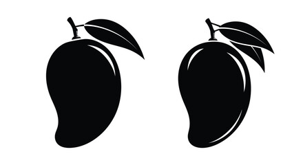 Two ripe mangoes presented as a striking black silhouette © md