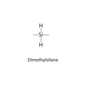 Dimethylsilane skeletal structure. silane compound schematic illustration. Simple diagram, chemical formula.