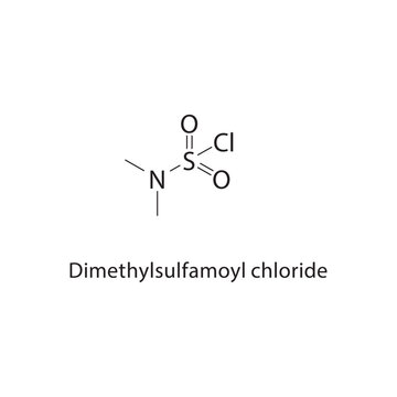 Dimethylsulfamoyl chloride skeletal structure. sulfonamide compound schematic illustration. Simple diagram, chemical formula.