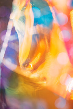 Colorful patterns blend in bright lights at night