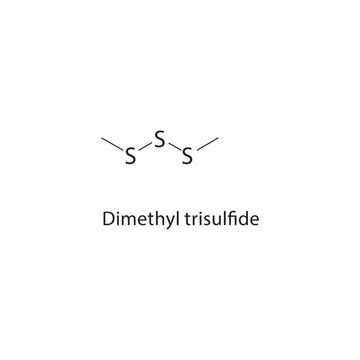 Dimethyl trisulfide skeletal structure. sulfide compound schematic illustration. Simple diagram, chemical formula.