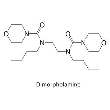 Dimorpholamine skeletal structure. amine compound schematic illustration. Simple diagram, chemical formula.