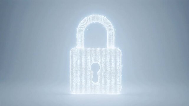 Digital padlock with binary code emphasizing natural beauty and tranquility