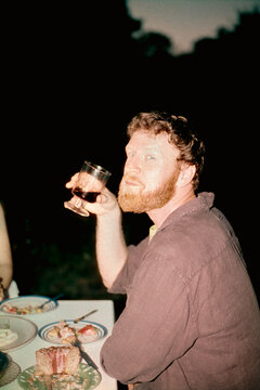 Enjoying food and wine