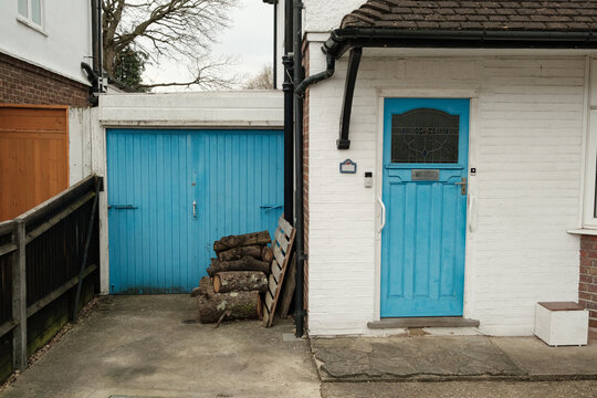 House Entrance with Blue Door