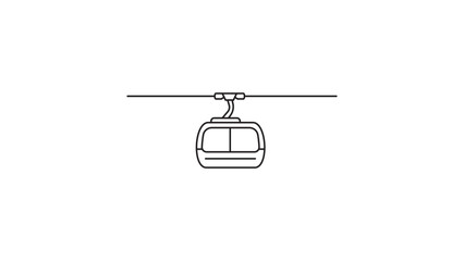 Minimalist Cable Car and Alpine Gondola Editable Stroke Vector Icon Illustration  Clean Black Line Art of Mountain Transport System for Ski Resorts and Travel Design on White Background. © Khan