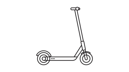 Minimalist Electric Scooter Vector Icon with Editable Stroke. A clean black line illustration of an e-scooter for urban transport, eco-friendly commuting, and modern personal mobility design. © Khan