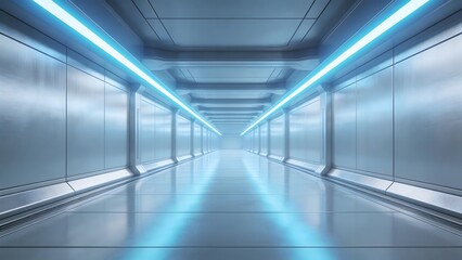 Naklejka premium Futuristic corridor with blue lights