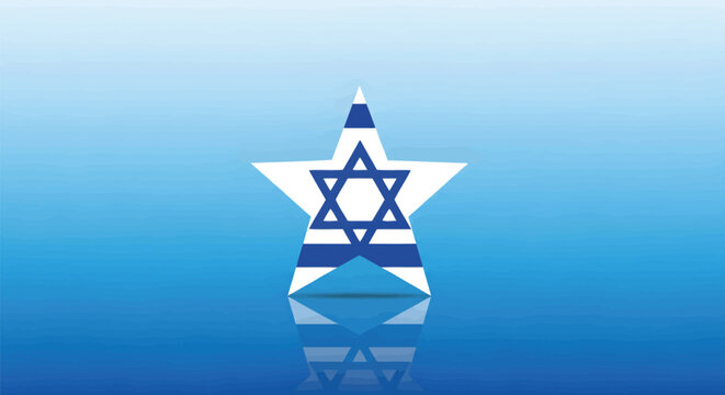 Israel flag star of David vector illustration, blue and white Zionist symbol on gradient background, Jewish national identity icon for Hanukkah