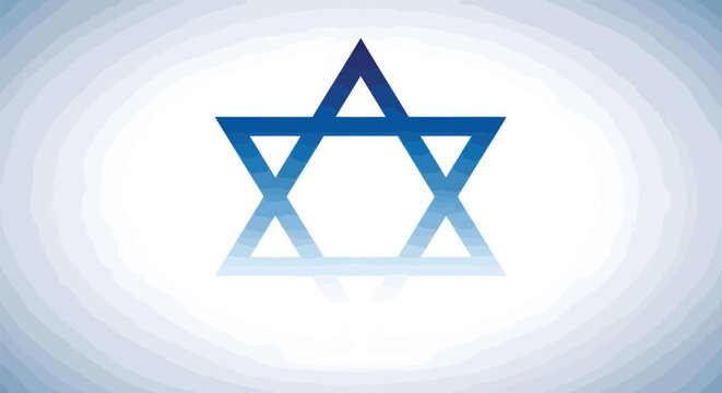 Star of David blue vector icon, Jewish hexagram symbol on gradient background, religious Magen David emblem for Hanukkah and holiday design