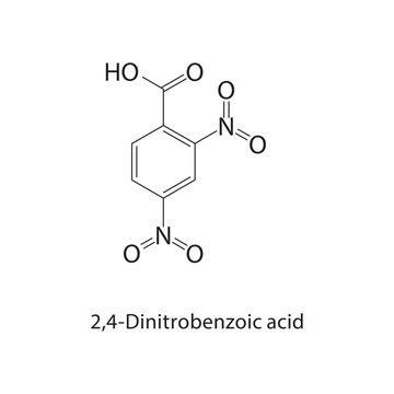 2,4-Dinitrobenzoic acid skeletal structure. carboxylic acid compound schematic illustration. Simple diagram, chemical formula.