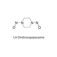 Fototapeta premium 1,4-Dinitrosopiperazine skeletal structure. nitroso compound compound schematic illustration. Simple diagram, chemical formula.
