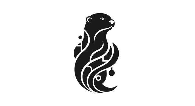 Stylized black otter tribal art design.
