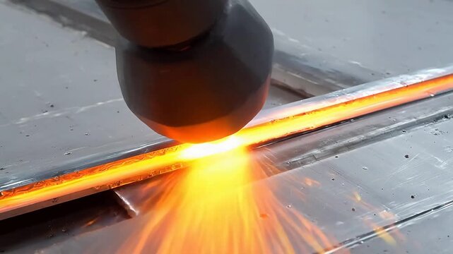 Metal cutting with laser tool symbolizing growth and future success