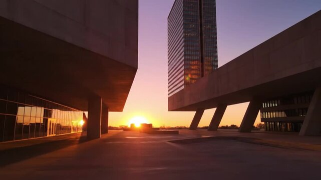Brasilia Architecture Sunset Modern Buildings and Golden Hour Light