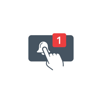 Hand clicking notification icon button.