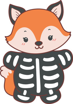 Cute set of Fox sticker with activity. Fox with variation of halloween theme