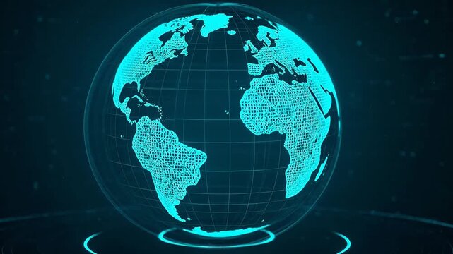 Digital globe with grid pattern symbolizing freedom, adventure, and exploration