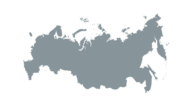 A grayscale map depicts the geographic outline of the russian federation including its vast territory