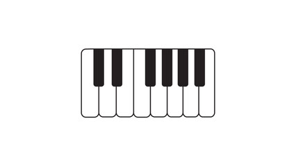 Fototapeta premium Modern Flat Vector Icon of Piano Keys on a White Background Representing a Section of a Musical Keyboard with Editable Stroke for Customization; Minimalist Line Art Illustration for Music Design.