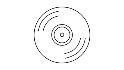 Vinyl Record Minimalist Black Line Vector Icon on White Background, Editable Stroke Illustration for Music, DJ, Retro Audio, Analog Sound, and Entertainment Design Projects, Scalable Graphic. © MdAshedul