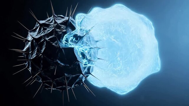Spiky glowing blue sphere in space symbolizing trust, reliability, and security