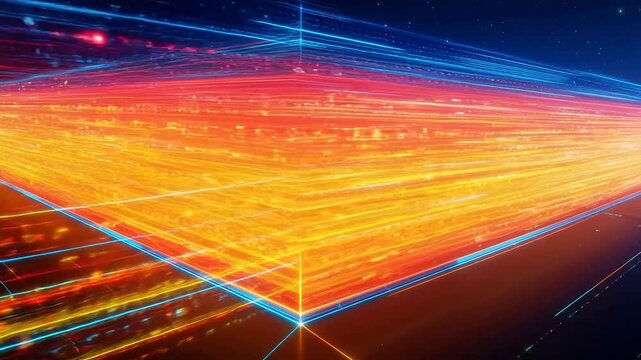 Abstract digital cube with glowing lines emphasizing precision, focus, and dedication