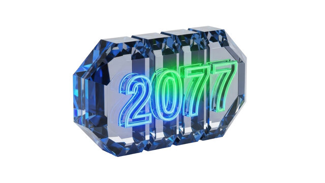 Glowing Neon 2077 Crystal Sign