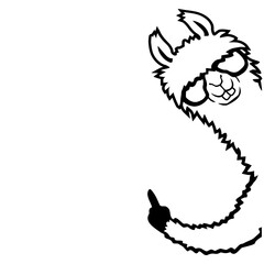 Fototapeta premium A smug, nerdy llama hanging down with glasses and a raised finger – the ultimate know-it-all pose. Hilarious for nerd culture fans and anyone who loves a good correction delivered with attitude.