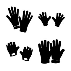 Fototapeta premium Four pairs of black gloves with various styles and designs isolated