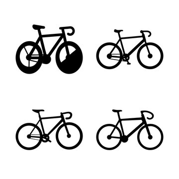 Four different bicycle silhouettes showcasing various road bike and track bike styles
