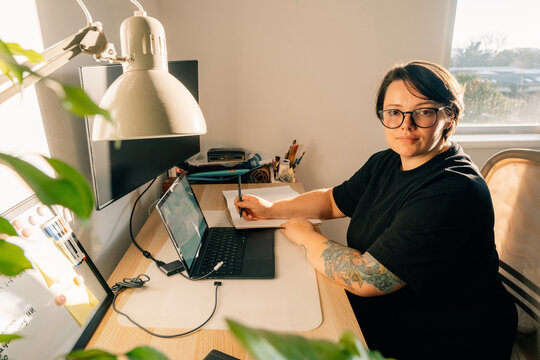 Working From Home in a Cozy Office Space During Daylight Hours