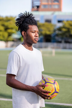 Young athlete ready to play soccer