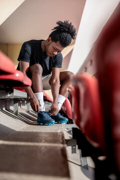 Athlete getting ready for soccer game